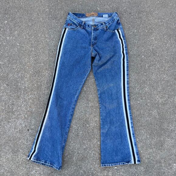 Vintage 90s Y2K Mudd side stripe boot cut flare jeans Size 11 - Picture 1 of 4